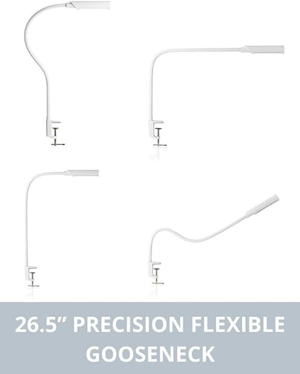 Reliable UberLight Flex 3100TL Task Light – LED Portable Desk Light with Clamp, USB Connection, 26.5” Flexible Gooseneck, 270° Rotational Head, 9 Light Settings, and up to 60,000 Hours of Use (White) - LeafyLoom
