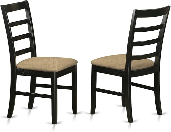 East West Furniture SUPF5-BCH-C 5 Piece Kitchen Set Includes a Round Table with Dropleaf & Shelves and 4 Linen Fabric Dining Room Chairs, 42x42 Inch, Black & Cherry - LeafyLoom