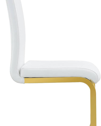 Modern Dining Chairs Set of 4, Side Dining Room Chairs with Golden Legs, Kitchen Chairs with Faux Leather Padded Seat High Back, Chairs for Dining Room,Kitchen, Living Room White - LeafyLoom