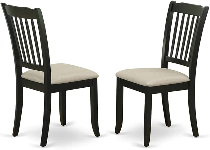 East West Furniture NODA3-BLK-C 3 Piece Dining Room Furniture Set Contains a Rectangle Wooden Table with Butterfly Leaf and 2 Linen Fabric Kitchen Dining Chairs, 32x54 Inch, Black - LeafyLoom