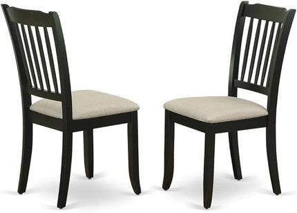 East West Furniture NODA5-BLK-C 5 Piece Dining Room Table Set Includes a Rectangle Kitchen Table with Butterfly Leaf and 4 Linen Fabric Upholstered Dining Chairs, 32x54 Inch, Black - LeafyLoom