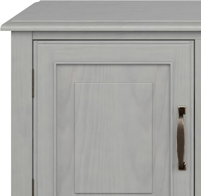 SIMPLIHOME Connaught SOLID WOOD 72 Inch Wide Traditional TV Media Stand in Fog Grey for TVs up to 80 Inches, For the Living Room and Entertainment Center - LeafyLoom