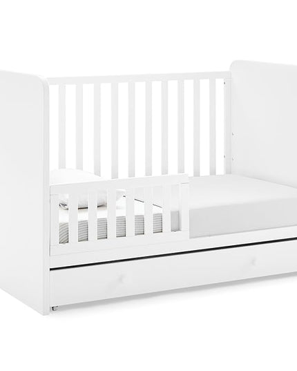 Delta Children babyGap Graham 4-in-1 Convertible Crib with Storage Drawer + Brannan Bear Bookcase with Bins + Brannan Bear Wall Shelf with 4 Hooks, Bianca White (Bundle) - LeafyLoom