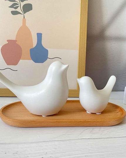 White Bedroom Decor Aesthetic, Ceramic Decor Birds White Decor for Shelves, Small Decor Items for Shelf Decor Accents, Decorative Birds Figurines Decorations for Living Room Table top Decor - LeafyLoom