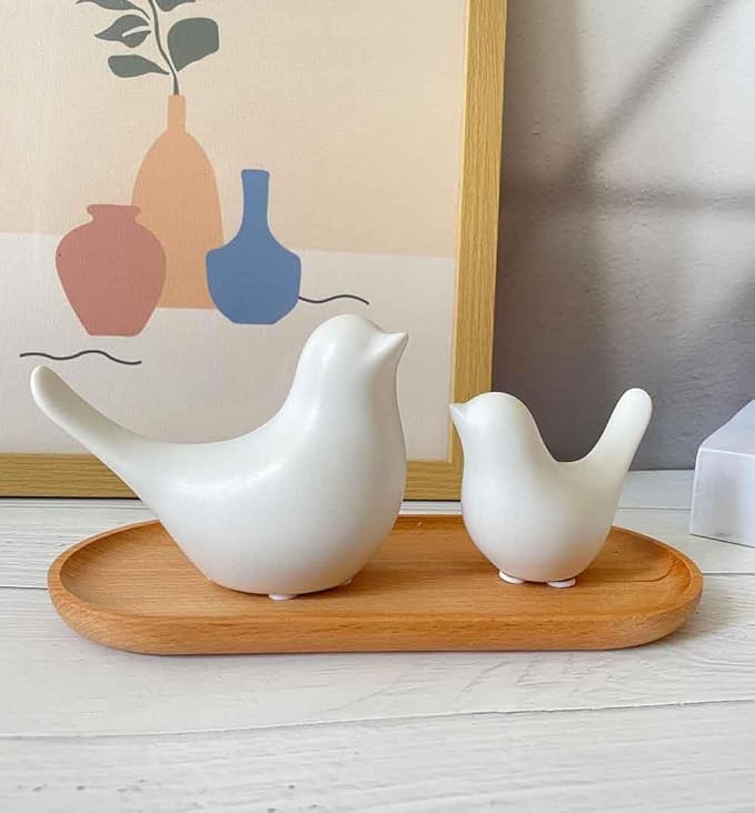 White Bedroom Decor Aesthetic, Ceramic Decor Birds White Decor for Shelves, Small Decor Items for Shelf Decor Accents, Decorative Birds Figurines Decorations for Living Room Table top Decor - LeafyLoom