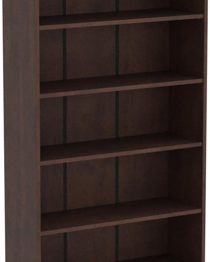 Farini Cherry Bookshelf 5 Shelf Office Bookcase 60 Inches Tall Modern Wood Bookshelf for Living Room Office - LeafyLoom