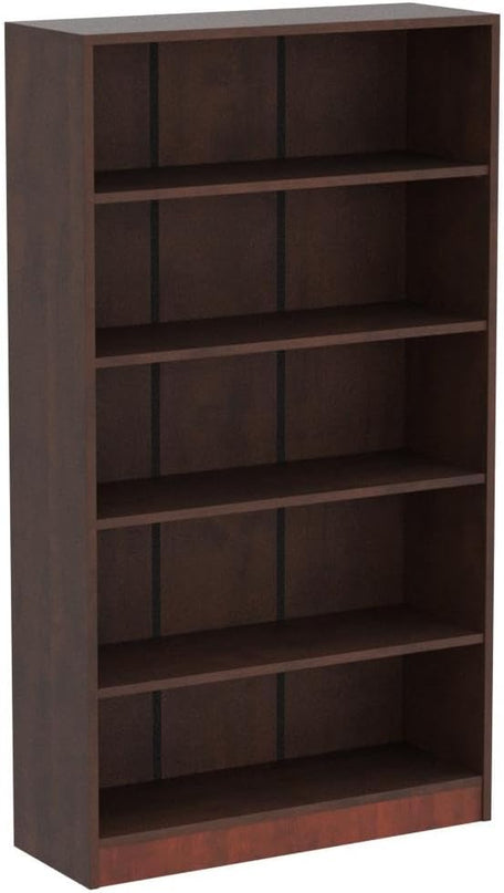 Farini Cherry Bookshelf 5 Shelf Office Bookcase 60 Inches Tall Modern Wood Bookshelf for Living Room Office - LeafyLoom