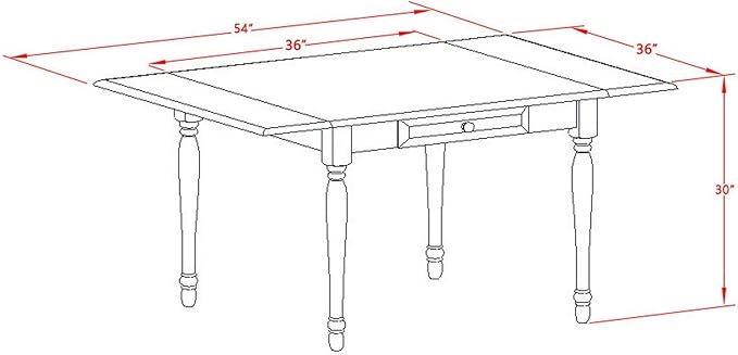 East West Furniture Monza Kitchen Rectangle Dining Table Top with Dropleaf & Stylish Legs, 36x54 Inch, Mahogany - LeafyLoom