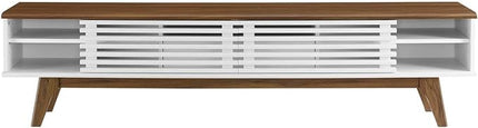 Modway Render Mid-Century Modern Low Profile 70 Inch TV Stand in Walnut White, 70" - LeafyLoom
