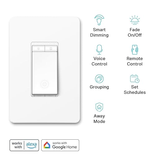 Kasa Smart Dimmer Switch HS220, Single Pole, Needs Neutral Wire, 2.4GHz Wi-Fi Light Switch Works with Alexa and Google Home, UL Certified, No Hub Required, 1 Pack KasaSmartbyTP-Link