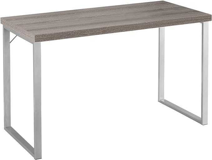 Monarch Specialties 7155 Computer Desk, Home Office, Laptop, 48" L, Work, Metal, Laminate, Brown, Grey, Contemporary, Modern Desk-48 L Dark Taupe Silver, 47.25" L x 23.75" W x 30" H - LeafyLoom