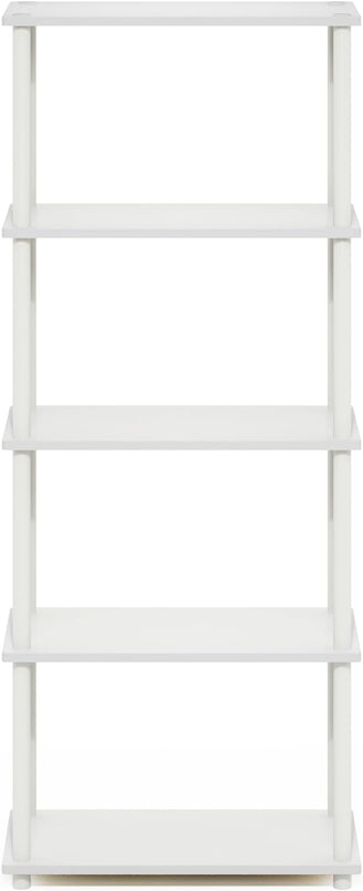 Furinno Turn-N-Tube 5-Tier Multipurpose Shelf Display Rack, White/White - LeafyLoom