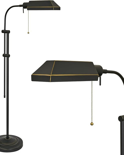 Kira Home Prescott 58" Modern Industrial Adjustable Standing Pharmacy Floor Lamp, Dark Bronze Finish, includes 6W LED Bulb (60W eq.) Energy Efficient, Eco-Friendly, Pivot Head for Hobby/Precise Task - LeafyLoom