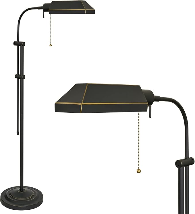 Kira Home Prescott 58" Modern Industrial Adjustable Standing Pharmacy Floor Lamp, Dark Bronze Finish, includes 6W LED Bulb (60W eq.) Energy Efficient, Eco-Friendly, Pivot Head for Hobby/Precise Task - LeafyLoom
