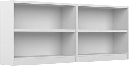 Bush Furniture Universal Small 2 Shelf Bookcase in White - Set of 2, Matching Storage and Display Bookshelves for Home Office or Living Room Organization - LeafyLoom