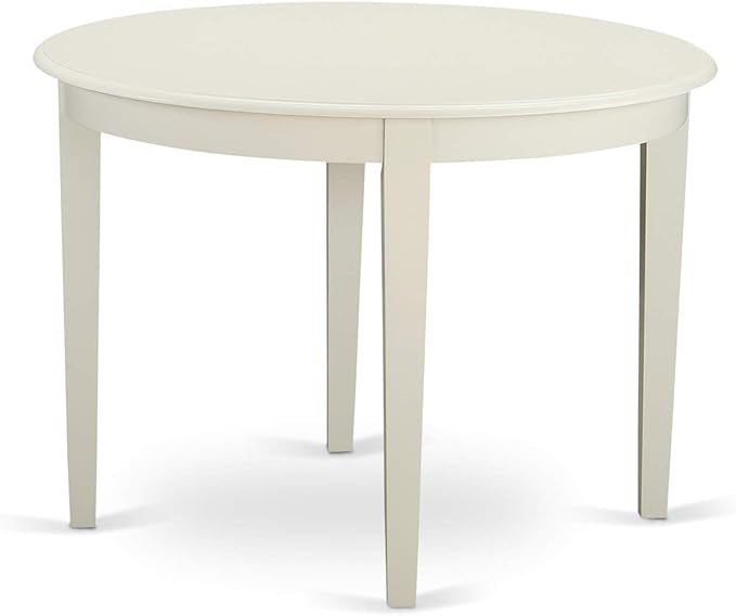 East West Furniture BOGR5-WHI-W Boston 5 Piece Room Furniture Set Includes a Round Kitchen Table and 4 Dining Chairs, Linen White, 42x42 Inch - LeafyLoom