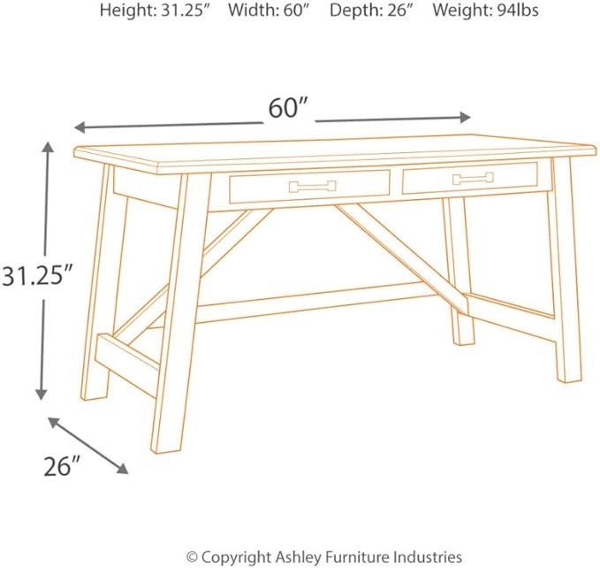 Signature Design by Ashley Baldridge Rustic Home Office Desk, Distressed Brown - LeafyLoom