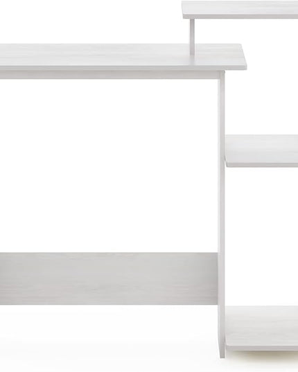 Furinno Efficient Home Laptop Notebook Computer Desk with Square Shelves, Side, White Oak/Chrome - LeafyLoom