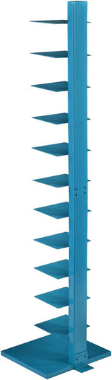 SEI Furniture,12 shelves Metal Spine Book Tower, Blue - LeafyLoom