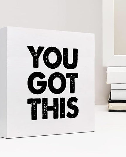 You Got This Wood Box Sign Decor Desk Sign,Inspirational Saying Wooden Box Block Sign for Home Office Shelf Table Decor Decorations - LeafyLoom