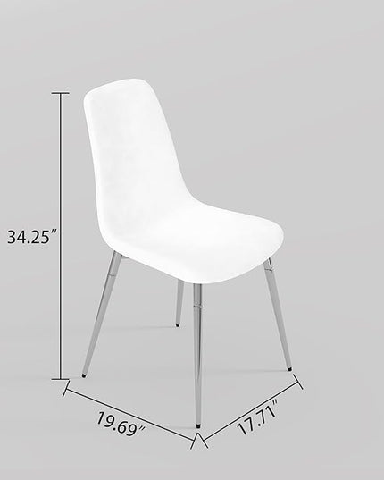NicBex Haerin-SD-00341-LWJ Dining Chairs, 17.7"x19.7"x34.3", White and Silver - LeafyLoom