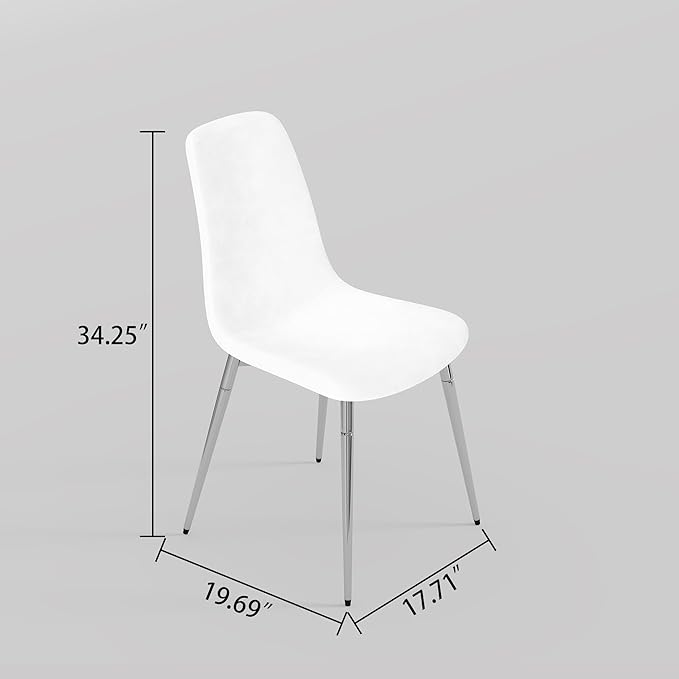 NicBex Haerin-SD-00341-LWJ Dining Chairs, 17.7"x19.7"x34.3", White and Silver - LeafyLoom