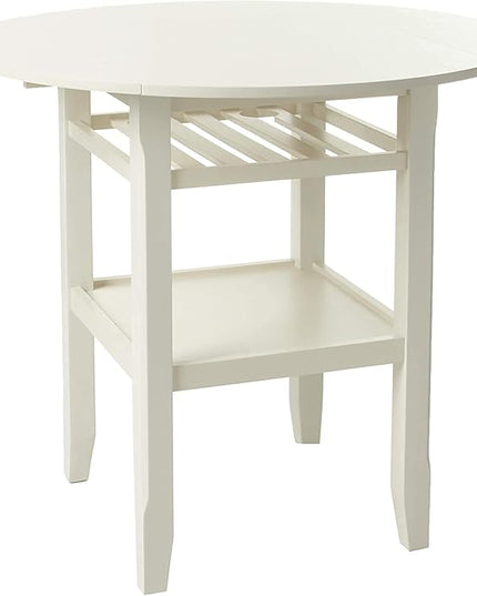 NicBex Dining Table Contemporary Kitchen Table Farmhouse Rustic Counter Height Table in Cream with Storage for Small Place Round Dining Table, Easy Assembly, Cream - LeafyLoom