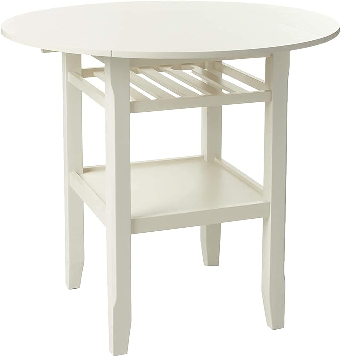 NicBex Dining Table Contemporary Kitchen Table Farmhouse Rustic Counter Height Table in Cream with Storage for Small Place Round Dining Table, Easy Assembly, Cream - LeafyLoom
