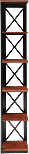 Convenience Concepts Oxford 5 Tier Corner Bookcase, Cherry / Black - LeafyLoom