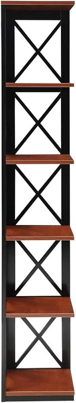 Convenience Concepts Oxford 5 Tier Corner Bookcase, Cherry / Black - LeafyLoom