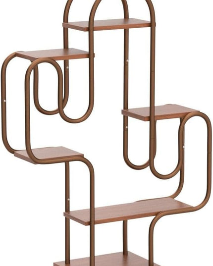 Allinside Cactus Corner Bookshelf, 6 Tiers Multipurpose Plant Stand, Heavy-Duty Metal Corner Shelf, Creative Tall Display Rack, Rustic Bookcase for Living Room, Bedroom, Home Office and Balcony - LeafyLoom