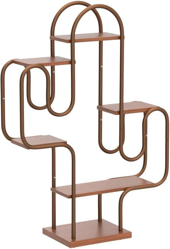 Allinside Cactus Corner Bookshelf, 6 Tiers Multipurpose Plant Stand, Heavy-Duty Metal Corner Shelf, Creative Tall Display Rack, Rustic Bookcase for Living Room, Bedroom, Home Office and Balcony - LeafyLoom