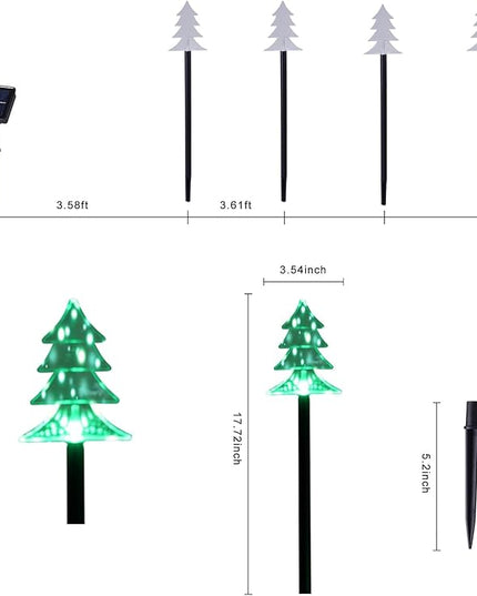 ILLUMINEW Christmas Solar Pathway Lights, Set of 5 Waterproof Landscape Christmas Lights, Stake Christmas Decorations, LED Lights for Yard Lawn Patio Walkway Decor (5PCS-Green-Tree) ILLUMINEW