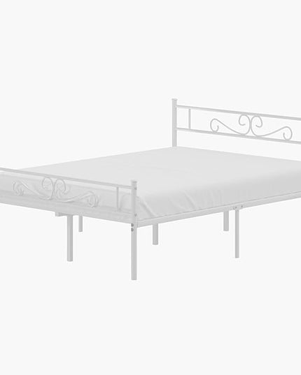 VECELO Queen Size Bed Frame with Headboard, 14 Inch Metal Platform Mattress Foundation, No Box Spring Needed, Squeak Resistant, Easy Assembly, White - LeafyLoom