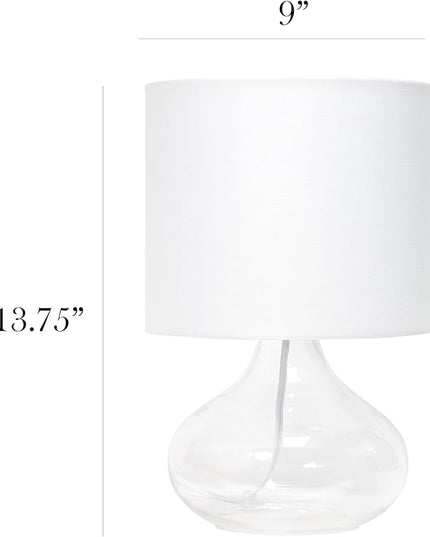 Simple Designs LT2063-CLW Glass Raindrop Bedside Table Lamp with White Fabric Shade, Clear (Pack of 4) - LeafyLoom