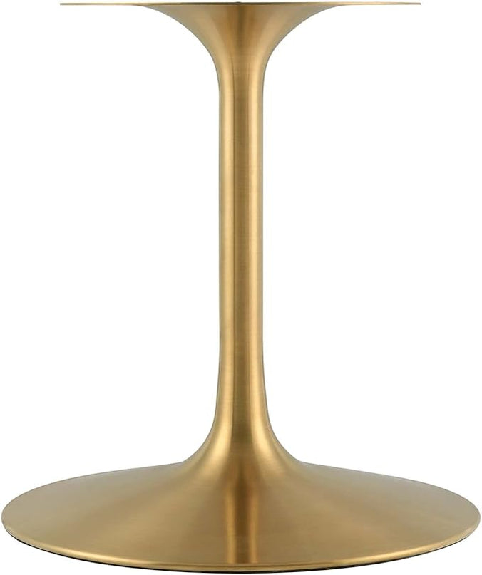 Modway Lippa 78" Oval-Shaped Mid-Century Modern Dining Table with Artificial Marble Top and Gold Base - LeafyLoom