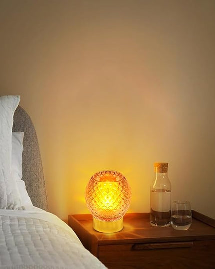 Battery Operated Lamp with Timer,Glass Cordless Lamps with LED Bulb,Decorative Lights for Living Room Bedroom Tabletop Entryway Centerpiece Gift (Pink) - LeafyLoom