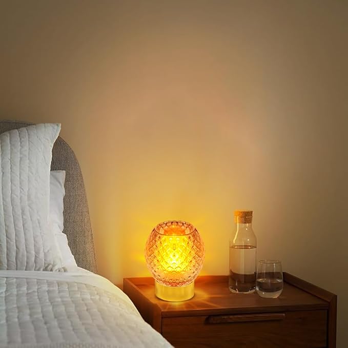 Battery Operated Lamp with Timer,Glass Cordless Lamps with LED Bulb,Decorative Lights for Living Room Bedroom Tabletop Entryway Centerpiece Gift (Pink) - LeafyLoom