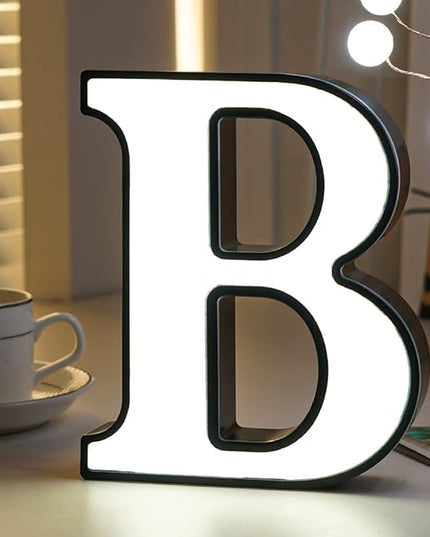 LED Marquee Letter Lights-DIY Marquee Lights up Letter Signs, Dual DC Interface Upgrade Multi-Letter Connection, 26 Alphabet Signs for Wedding, Birthday, Party， Bar Decoration (B) - LeafyLoom