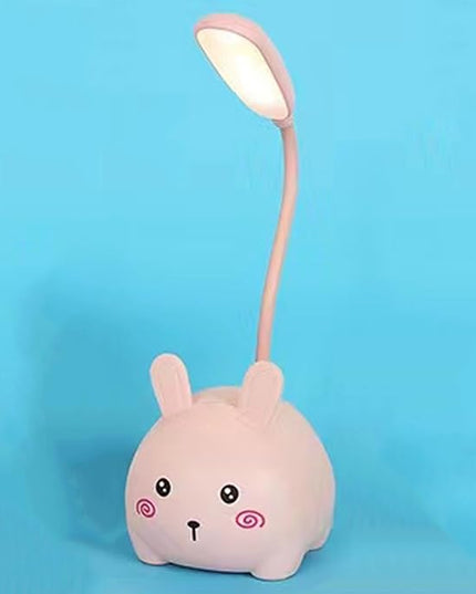 Cute LED Desk Lamp, LED Eye Protection Desk Lamp, Mini Rabbit Lamp, Portable LED Table Light, Foldable Kids Night Light for Bedroom, Living Room, Studing Room (Pink) - LeafyLoom
