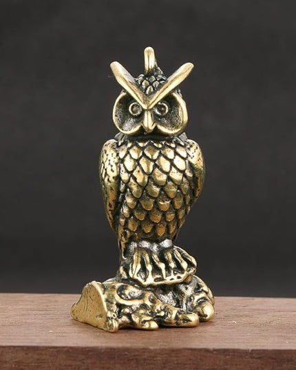 Vintage Solid Brass Owl Figurine - Adorable Desk Decor for Collectors - Perfect Home or Office Accent(Little Owl) - LeafyLoom
