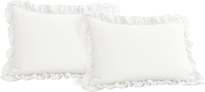 Lush Decor Reyna Ruffle Comforter Set - 3 Piece Cozy Ruffled Bedding Set - Timeless Elegance and Comfort for Bedroom - King, Pure White - LeafyLoom