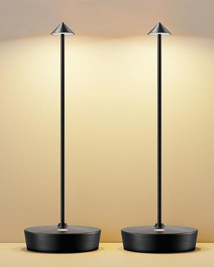 Cordless Table Lamp Rechargeable-Protable 6000mAh Battery Operated Outdoor Waterproof Table Light-Dimmable LED Touch Desk Lamps for Patio Dining Restaurant Home Living Room Set of 2 Black - LeafyLoom