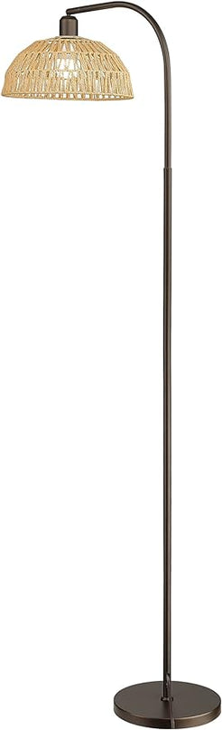 Farmhouse Floor Lamps with Remote Control for Living Room, Dimmable Tall Lamp with 9W LED Bulb,Arch Tall Standing Lamp, Mid Century Arched Reading Lamp for Bedroom,Office (Oil Rubbed Bronze) - LeafyLoom