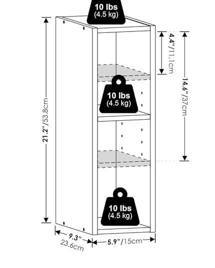 Furinno Fulda 2-Tier Space Saving Storage Shelf Bookcase, 6-Inch Width, White - LeafyLoom