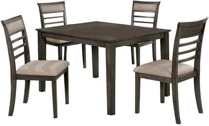 NicBex Dining Table for 4 Kitchen & Dining Room Tables 5 Pc Dining Table Set Weathered Gray Dining Chairs & Table Solid Wood with Padded Fabric Cushions, Gray+Beige - LeafyLoom
