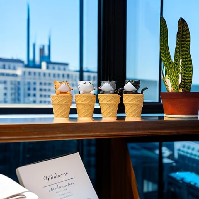 Cute and Compact Office Desk Decorations Cat in Eggshell Desk Ornament Shelf Decor Home Decor Bookshelf Decorative Objects Tabletop Decor - LeafyLoom