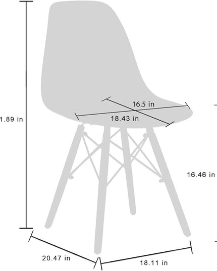CangLong Modern Mid-Century Side Chair Dining Chair with Natural Wood Legs for Kitchen, Living, Dining Room, Set of 2, Blue - LeafyLoom