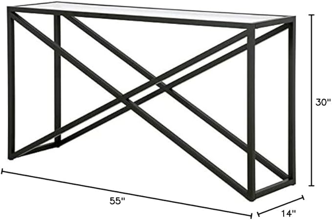 Calix 55'' Wide Rectangular Console Table in Blackened Bronze - LeafyLoom