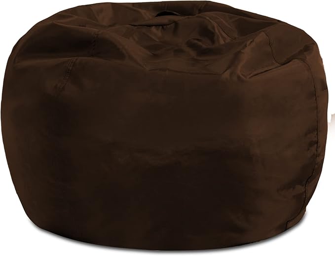 Posh Creations Structured Comfy Bean Bag Chair for Gaming, Reading, and Watching TV, 100in Round Classic Bean Bag, Microsuede - Chocolate - LeafyLoom